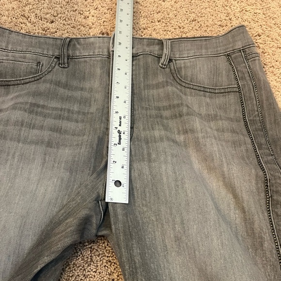 14s 14 short whbm straight embellished jeans gray side stripe beads cropped - Picture 4 of 16